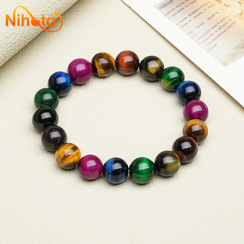Mixed Color Tiger Eye acelet Charms Luxury Fine Jewelry Couple Personalized Beaded Bangle Bangles Yoga Meditation 6/8/10/12mm 2