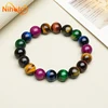 Mixed Color Tiger Eye acelet Charms Luxury Fine Jewelry Couple Personalized Beaded Bangle Bangles Yoga Meditation 6/8/10/12mm 2