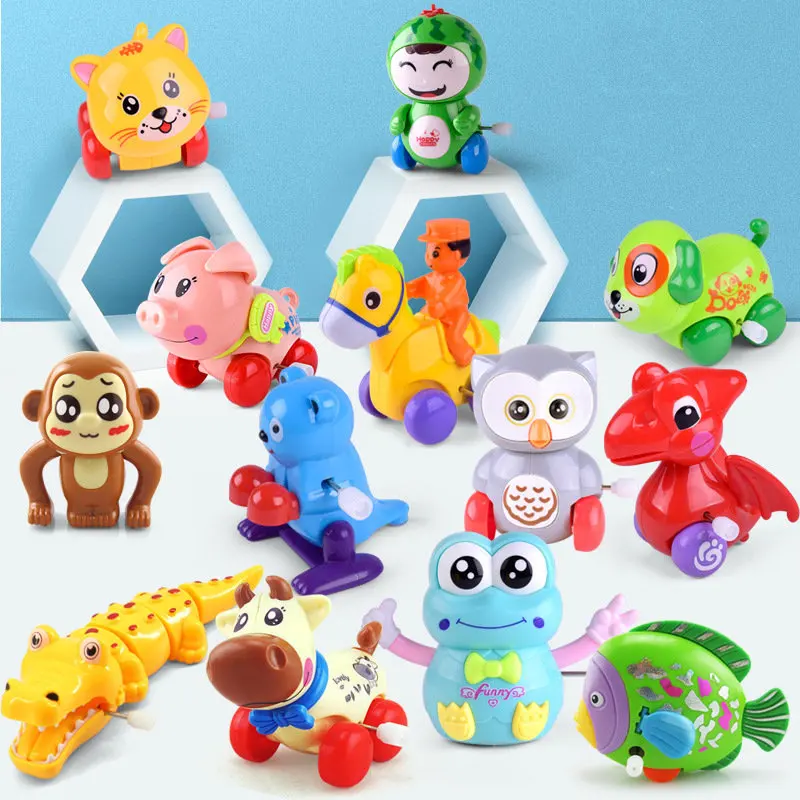 1 Piece Aircraft Clockwork Cute Cartoon Animals Wind Up Toys for Children Dog Shape Car Model Toy Baby Filed Gift for Kids