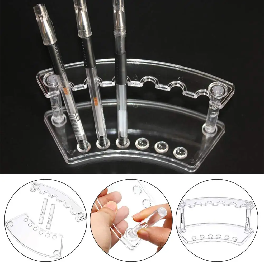Pen Holder Pen And Brush Holder Brush Holder Makeup Organizer Desk Organizer 1Piece Plastic Pencil Holder Display Stand 6 Slot Pen Display Stand Eyebrow Pencil Makeup Brush Holder Organizer