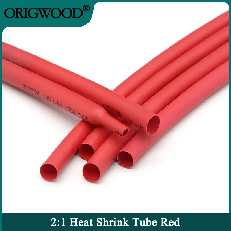 1~10m 2:1 Heat Shrink Heatshrink Tube Red Diameter 0.6mm ~ 80mm Wire Repair DIY Cable Protecctor Tubing Sleeving Wrap