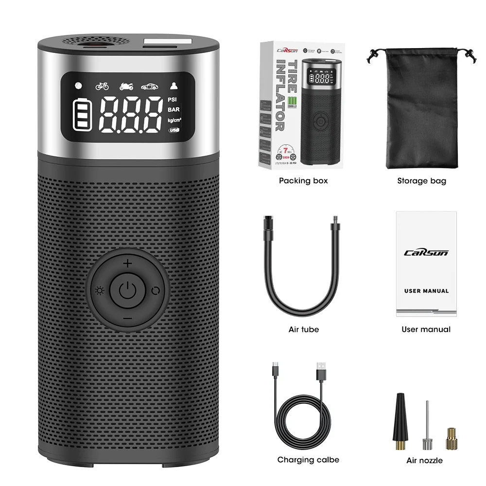 

12V Rechargeable Car Air Inflator Pump With LED Lamp For Car Motorcycle Bicycle Tyre Ball Wireless Mini Auto 120PSI Tire Pump