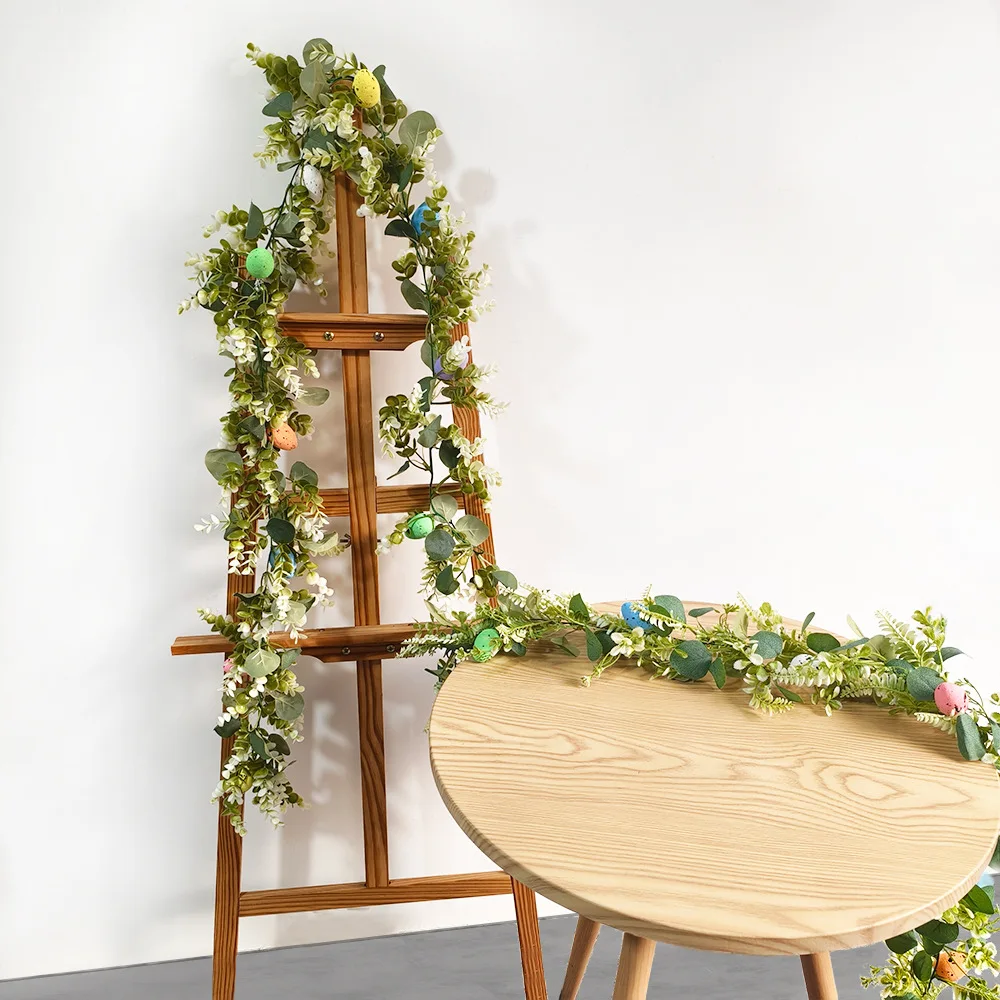 Uovo Di Pasqua Artificiale Rattan Hanging Festive Garden Atmosphere Door Decoration Layout Wall Indoor Green Plant Hanging Decoration
