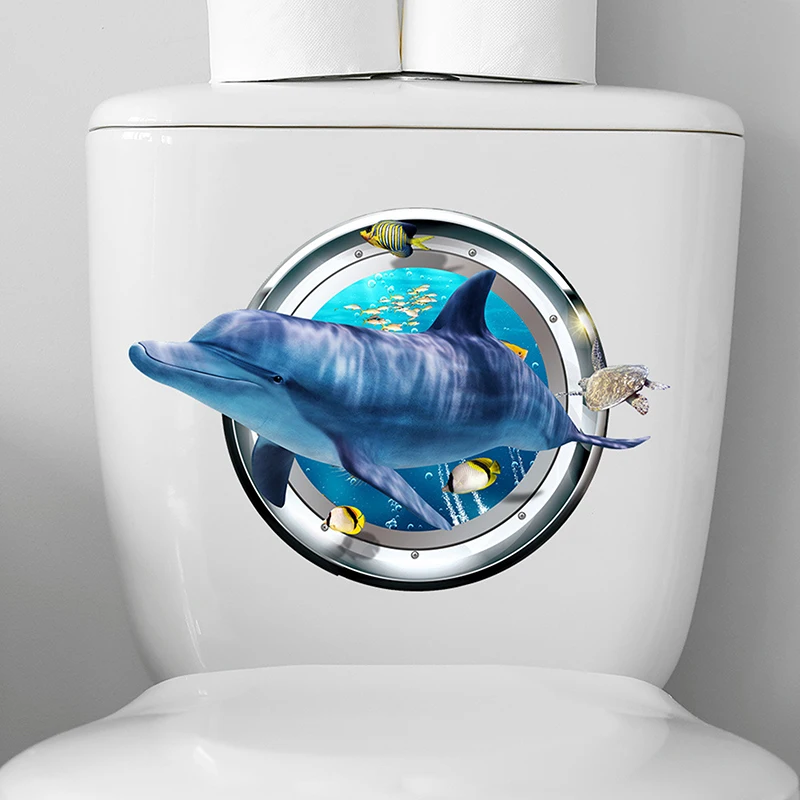 Sea Life Sea Turtle Toilet Lid Sticker Window Wall Stickers Refrigerator Bathroom Home Decoration Mural Art Animal Decal