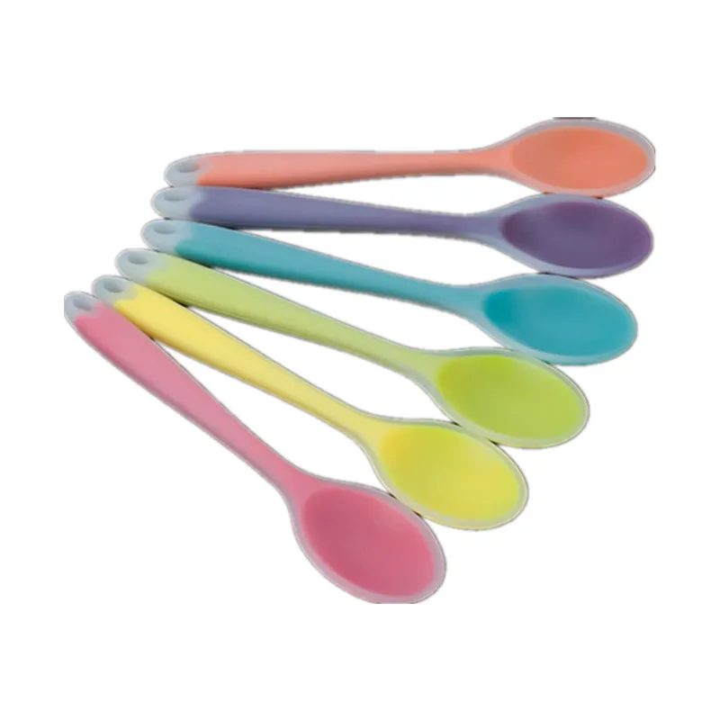 Silicone Serving Spoons Heat Resistant Non-Stick Kitchen Utensils 8 inches 1pc Semi-transparent Colorful with Hanging Hole