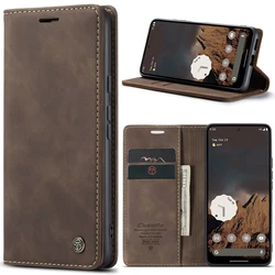 Luxury Flip Retro PU Leather Wallet Phone Case with Card Slots and Dropproof Protection - Google Pixel 9a (Coffee)