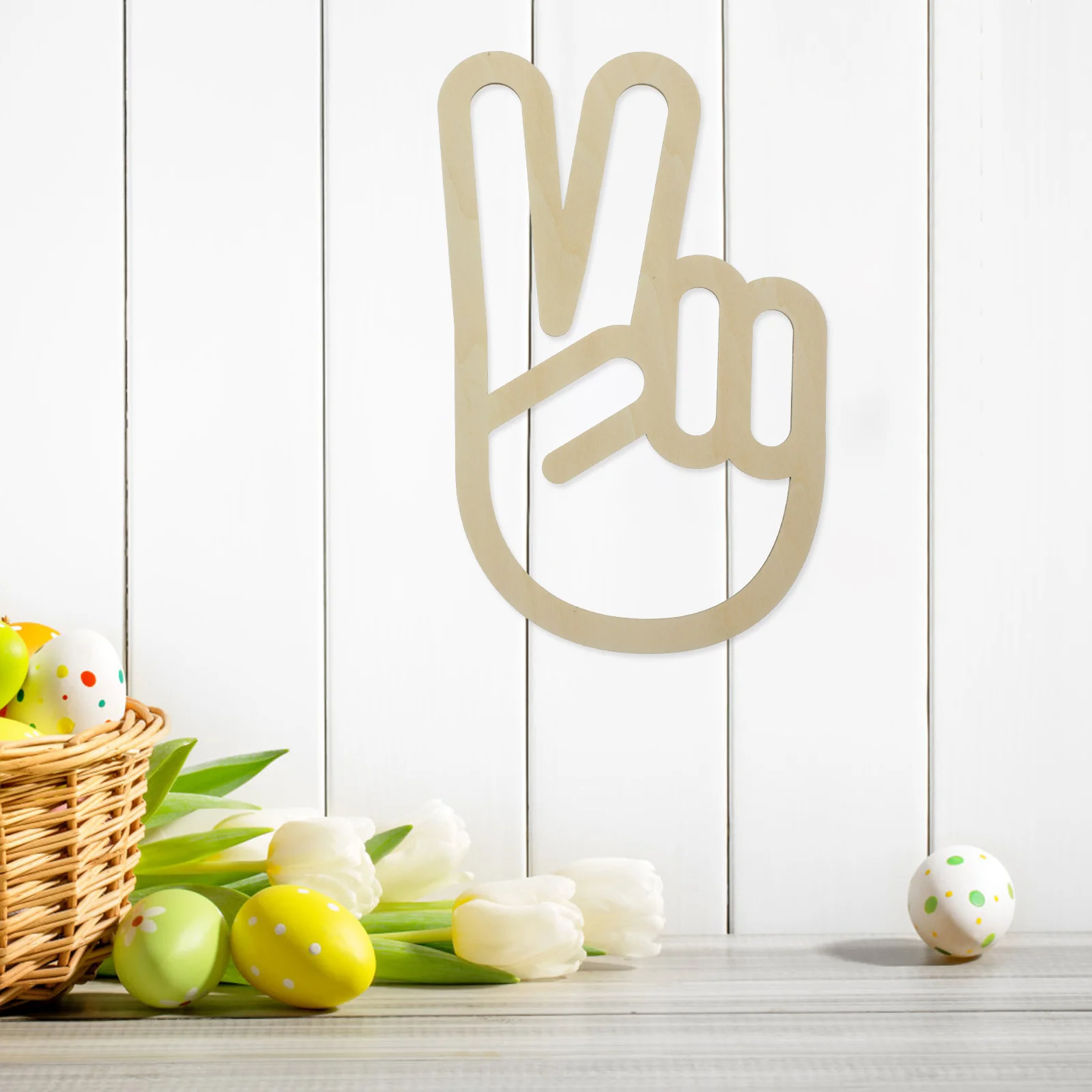 Hand Sign Wall Ornament Wooden Gesture Stickers Decal Props Kitchen Decor Office
