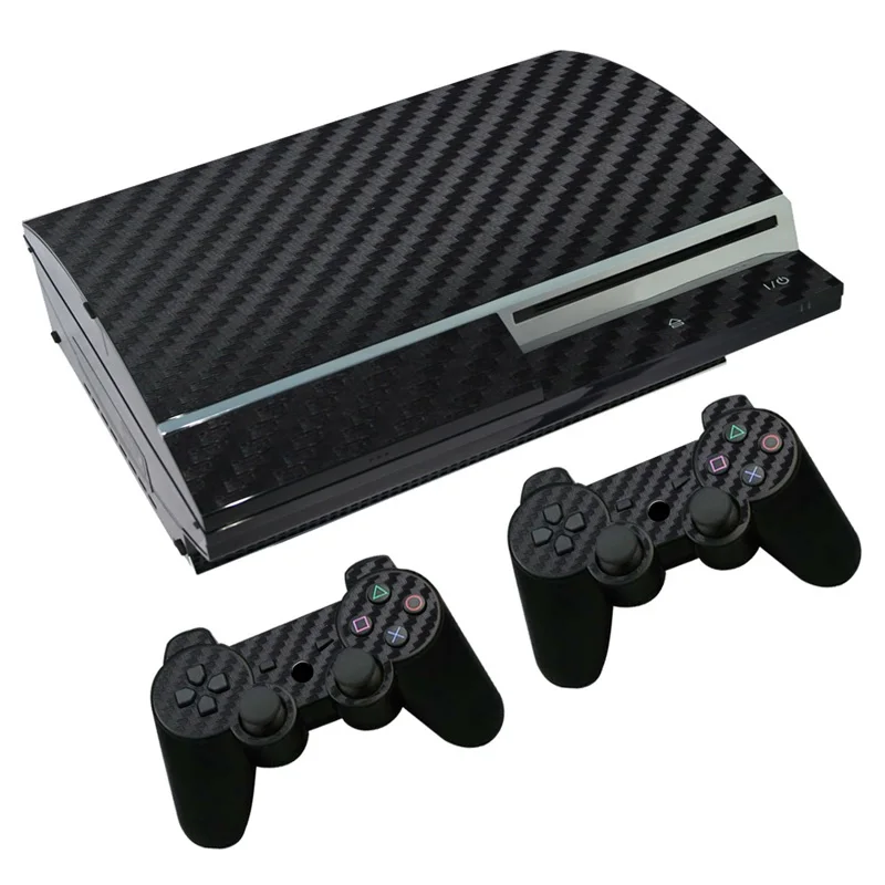 Fibra Di Carbonio Nero Per Ps3 Fat Per Adesivi Skin Ps3 Per Console 2 Pad Controller Skin Sticker