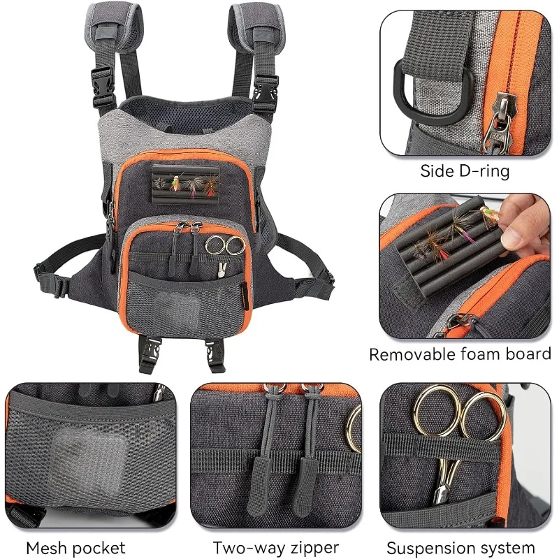 Fly Fishing Pack - Chest Pack with Work Station Lightweight Tackle Fishing Bag with Quick-Release