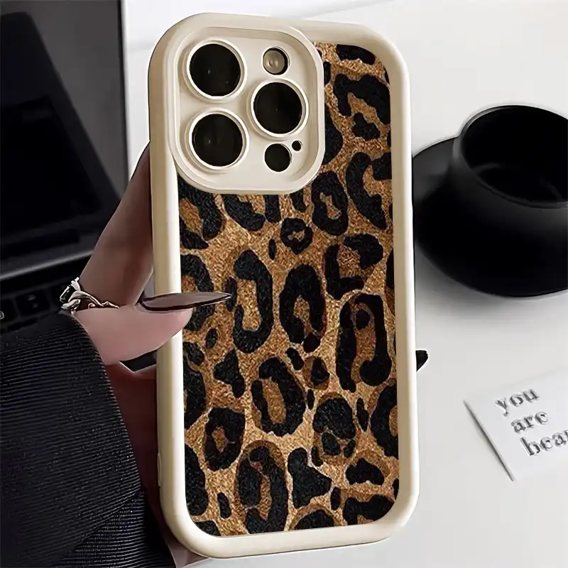 DEFBSC Case For IPhone 16, Cute Brown Leopard Print Aesthetic Trendy Pattern For Women Girls Slim Durable Bumper Shockproof Hybrid Hard Back Phone