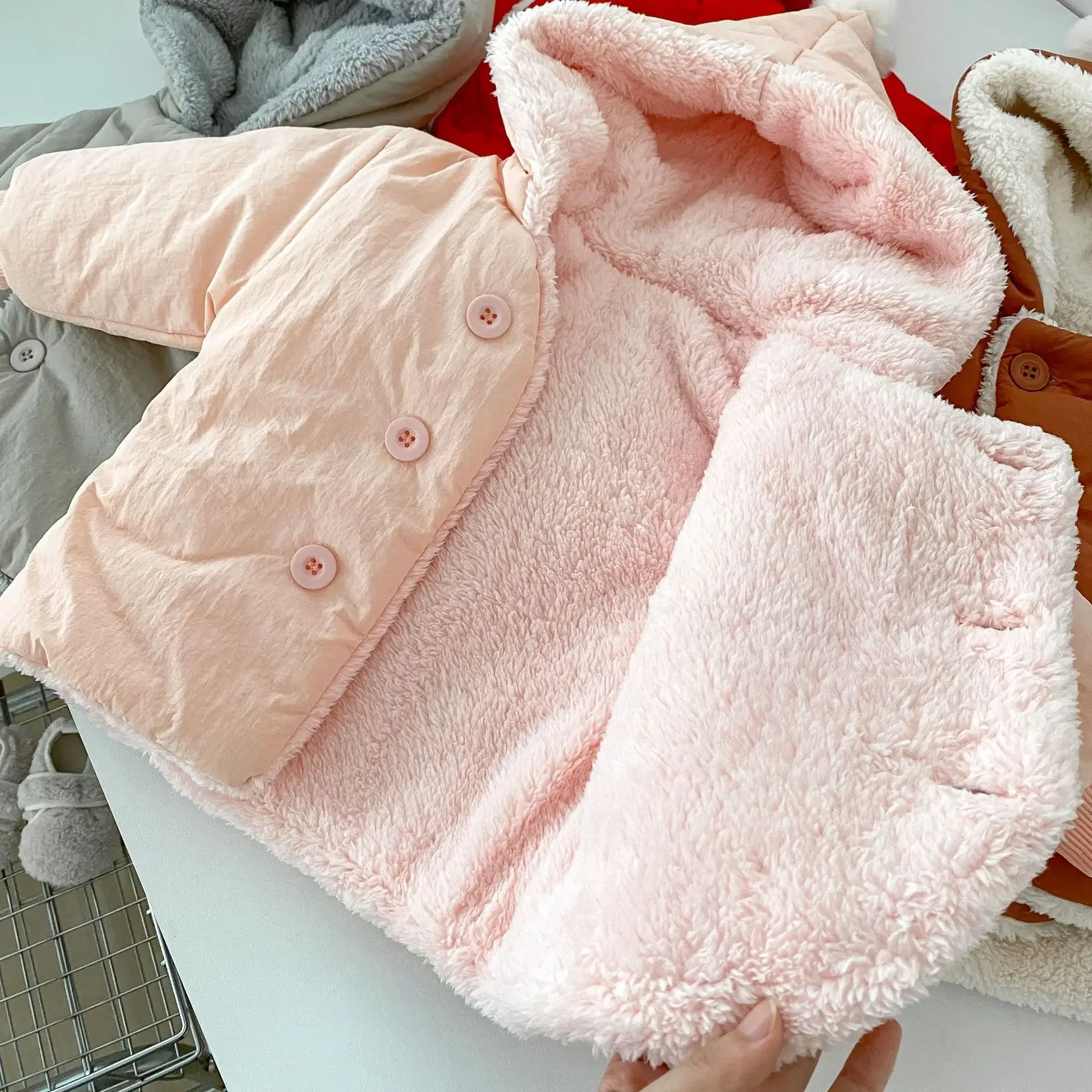 4508 Baby Coat Winter New Cotton Baby Girl's Hooded Coat Plus Velvet Warm Hooded Jacket Coats