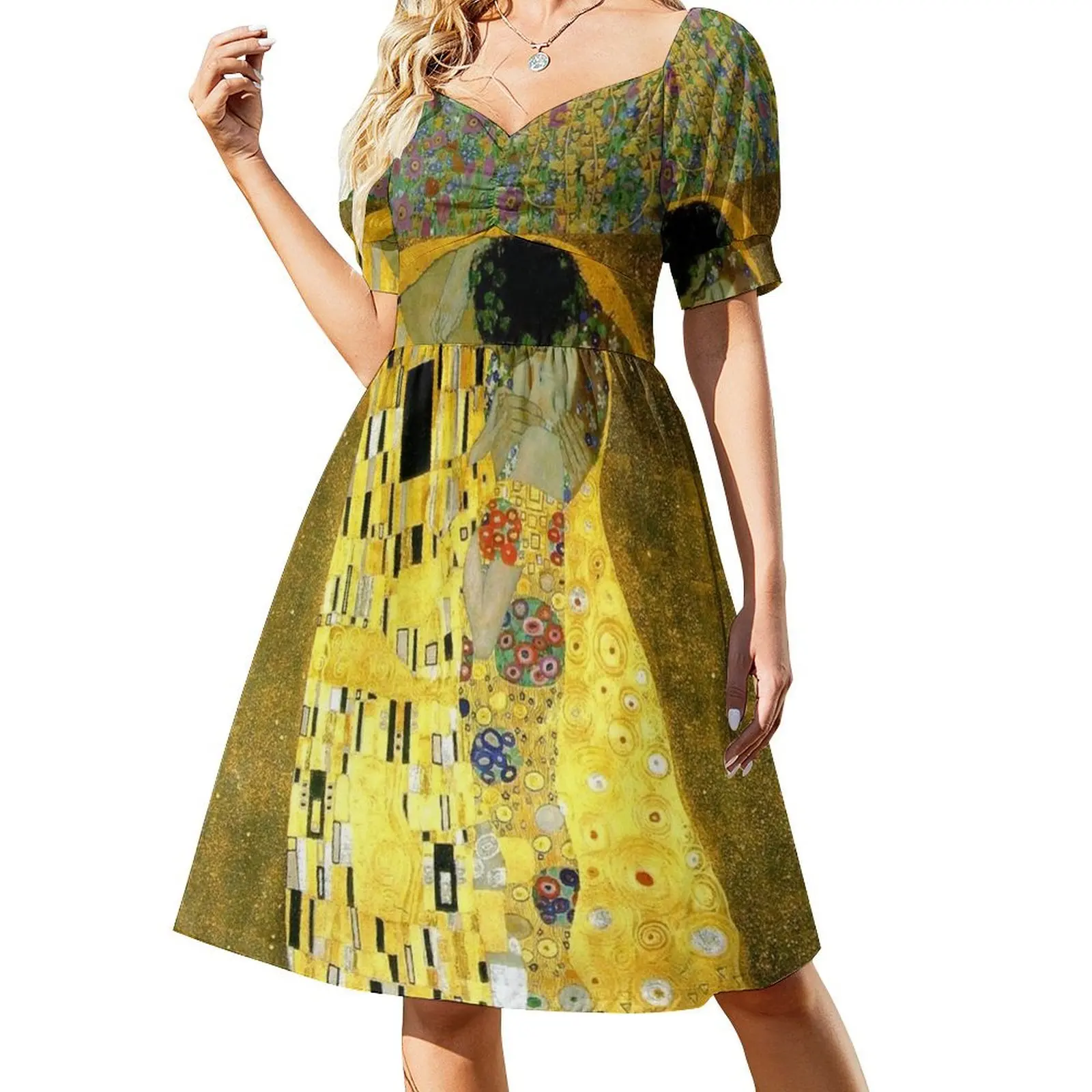 thumbnail image 1 of Vestido de manga corta de Gustav Klimt (1907-1908) Ropa estética vestidos de verano mujer vestido estilo coreano Vestido, 1 of 7