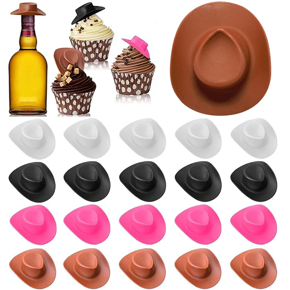 PH PandaHall 48 Mini Cappelli Da Cowboy In Plastica – 8 Colori, Per Bomboniere, Torte, Regali E Decorazioni Western