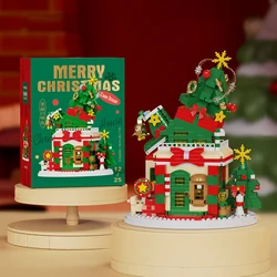 Festive Santa and Reindeer Building Block Set - Holiday Table Decoration & Children's Toy Gift (New Tree with light)