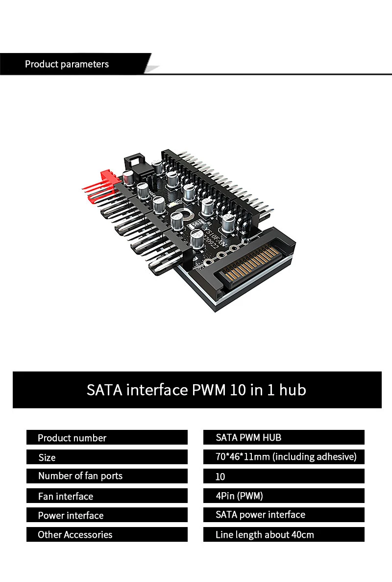 TEUCER 1 bis 10 PWM Lüfter HUB 4PIN 3PIN 12 V Splitter Kabel Splitter Desktop-Computer Lüfter Verlängerung Adapter – Detail 7