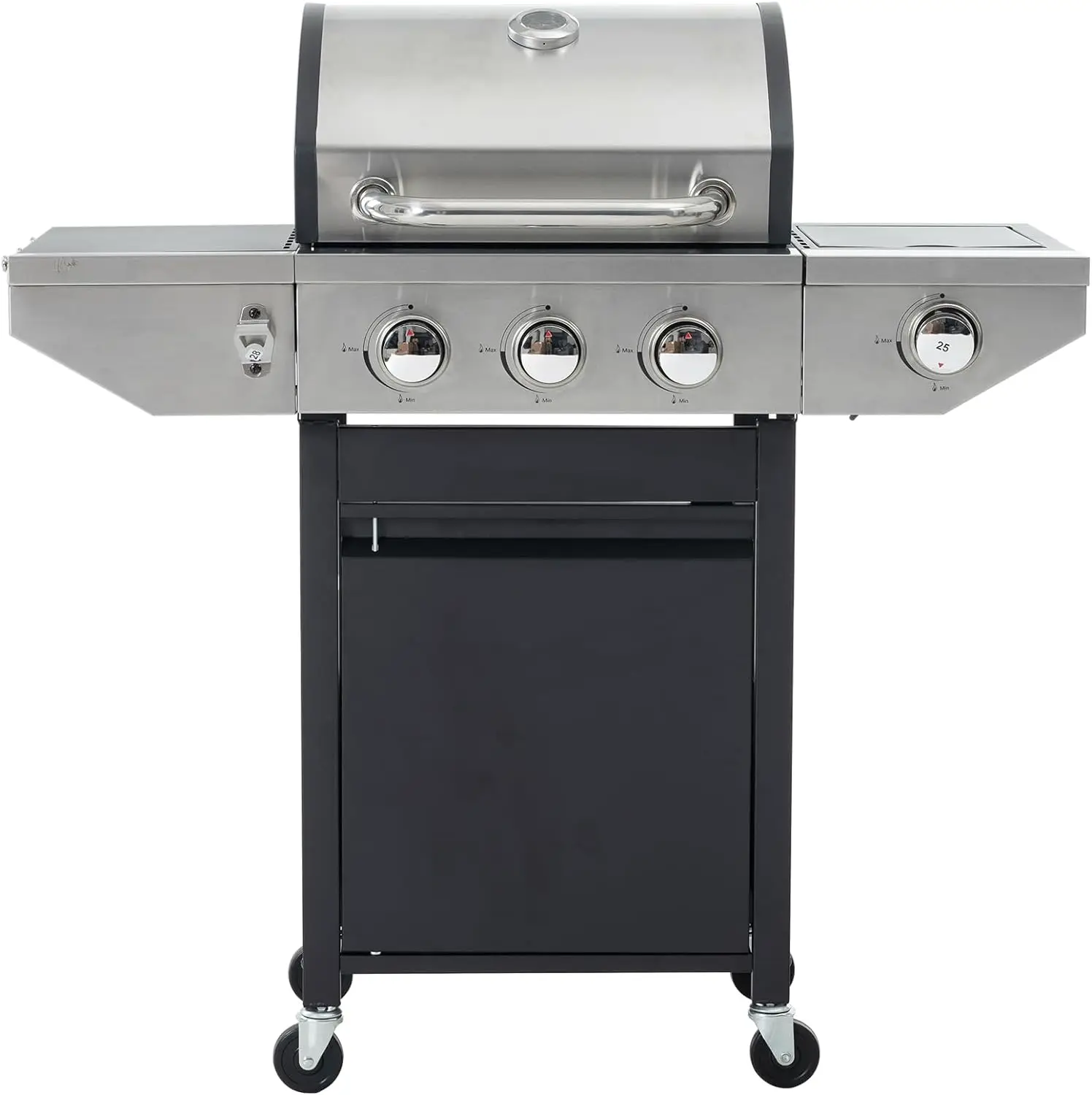 

3-Burners Propane Gas Grill with Side Burner & Thermometer, 33950 BTU Output Stainless Steel Grill for Outdoor BBQ and Camping