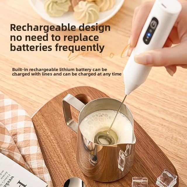MINI Montalatte USB ricaricabile 3 velocità Schiuma Maker Frusta per caffè Mixer Manico elettrico Frullatore Frullino per le uova Strumenti di cottura calda 1