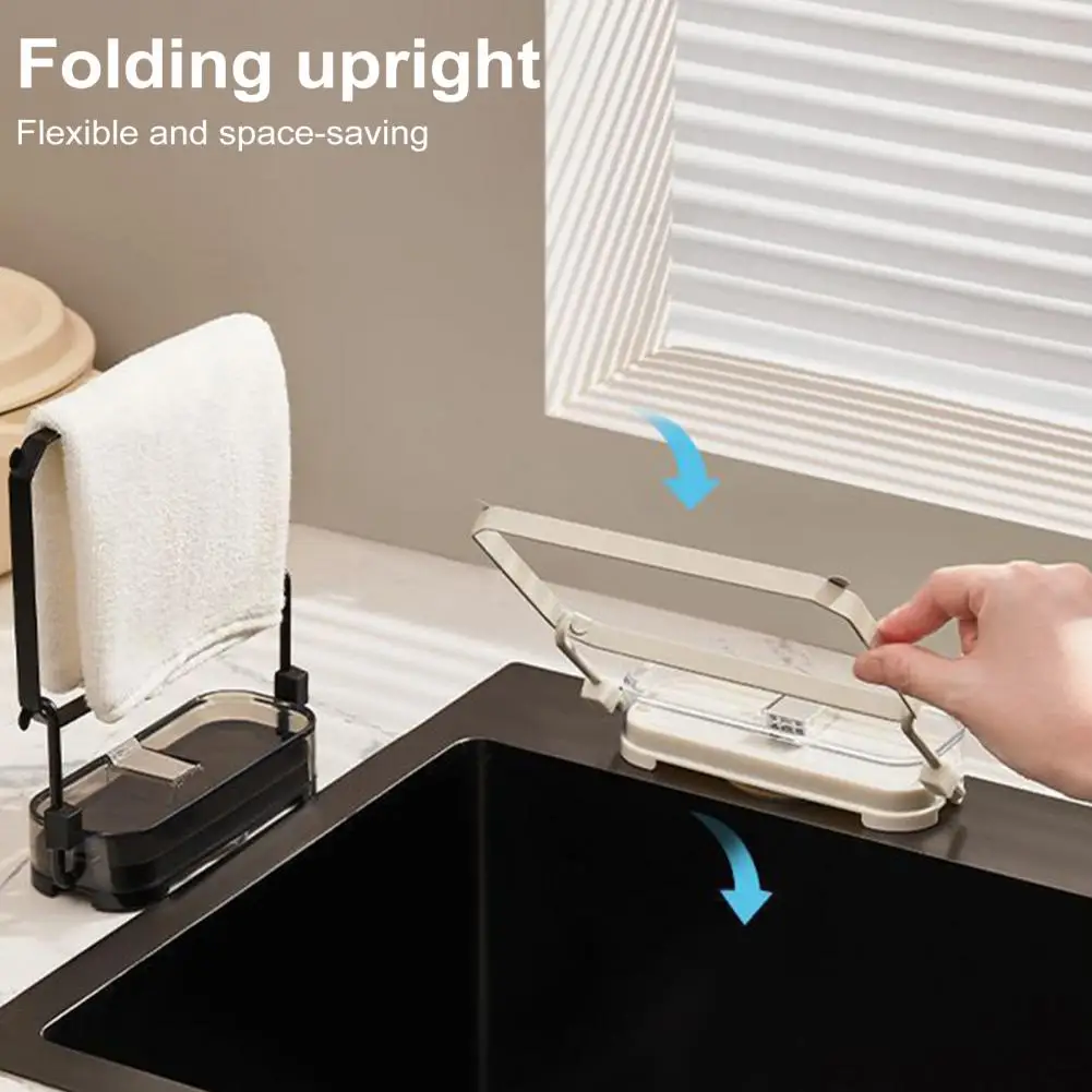 Foldable Sink Storage Stand Dish Towel Hanging Rack Foldable Sink Strainer Set with Suction Cup Draining Rack Kitchen for Sink 5
