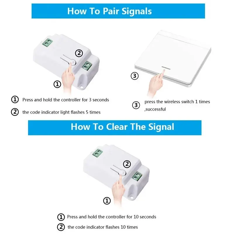 Wireless Light Switch Smart Switch Modules Smart Switch Module Smart Wall Switch Wireless Remote Control Relay Module LED Push Button Switch 10A 220V RF 433Mhz EU Standard Wall Power Touch