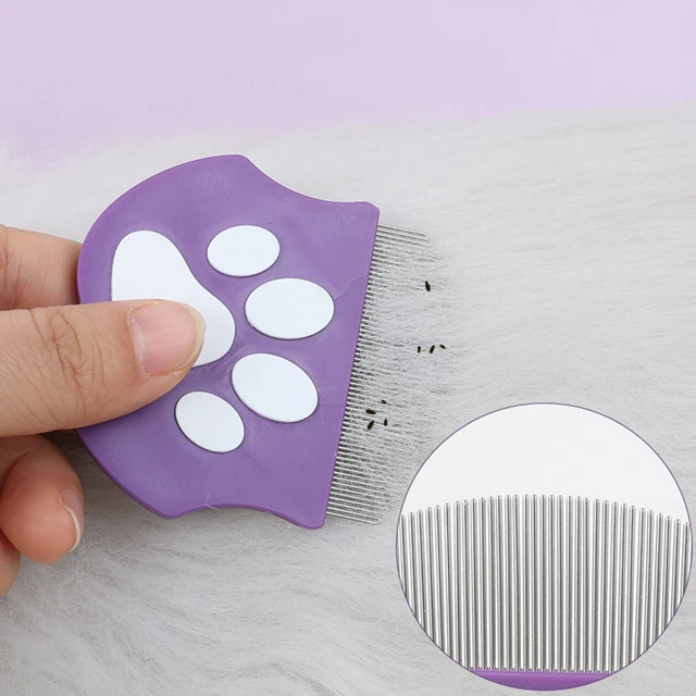 Pet Grooming Comb - Flea Comb for Cats & Dogs, Curved Design for Face & Body, Mini Detangling Brush for Pets 2