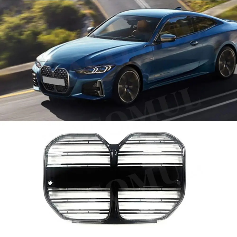 Abs Nero Lucido Paraurti Anteriore Griglia A Rete Doppia Linea Per Bmw Serie 4 G22 425I 430I M Sport Coupe 2021 + Griglie Anteriori Farme