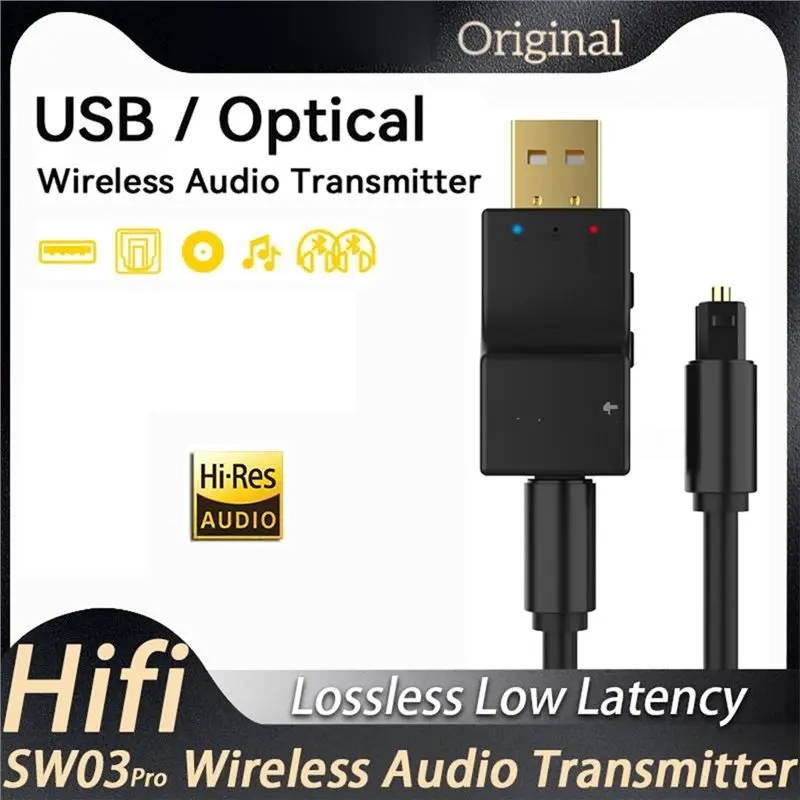 신상품-저지연 스테레오 음악 무선 어댑터 블루투스 오디오 송신기 USB 광학 듀얼 스트림 멀티포인트