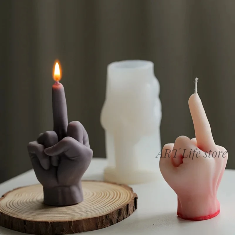 Silicone candle mold 3D Finger Silicone Candle Mold Diy Fun Despised Gesture Plaster Soap Resin Crafts Make Molds Holiday Decorations Party Gifts