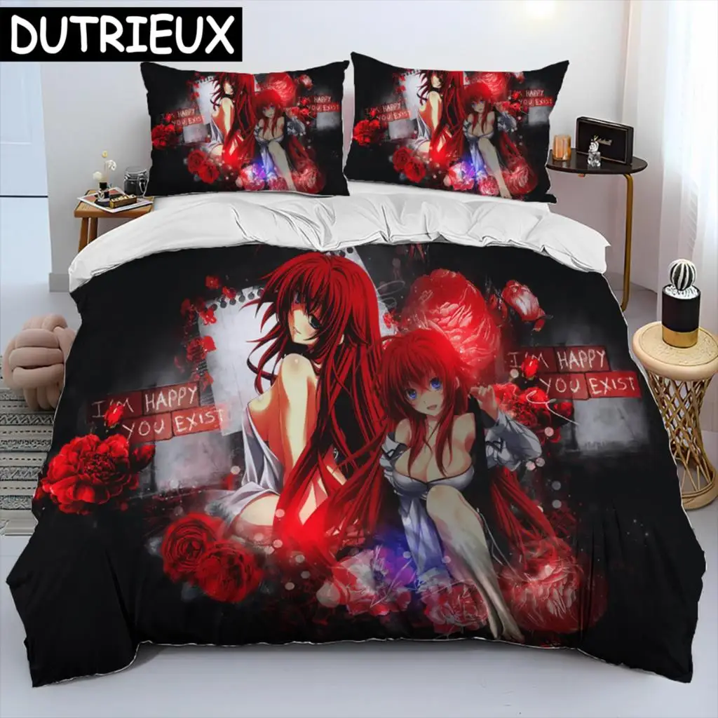 

Sexy Girl High School DxD Anime Comforter Bedding Set,Duvet Cover Bed Set Quilt Cover Pillowcase,king Queen Size Bedding Set Kid