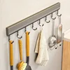 Aluminum Alloy Hooks Rack Wall Mounted Drill-free Kitchen Utensils Storage Row Hook Holder Bathroom Robe Towel Coat Hangers 2