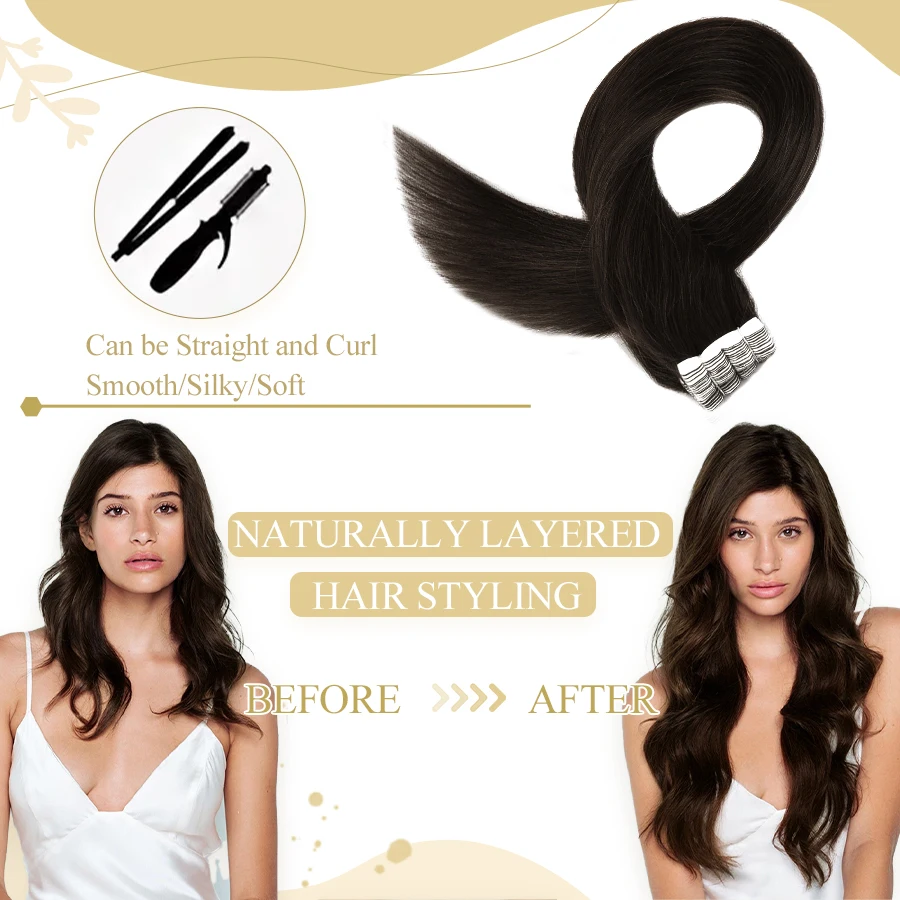 ZURIA Original Mini Tape in Human Natural Hair Extensions For Women 12/16/20/24Inches Bundles Invisible Skin Weft Adhesive