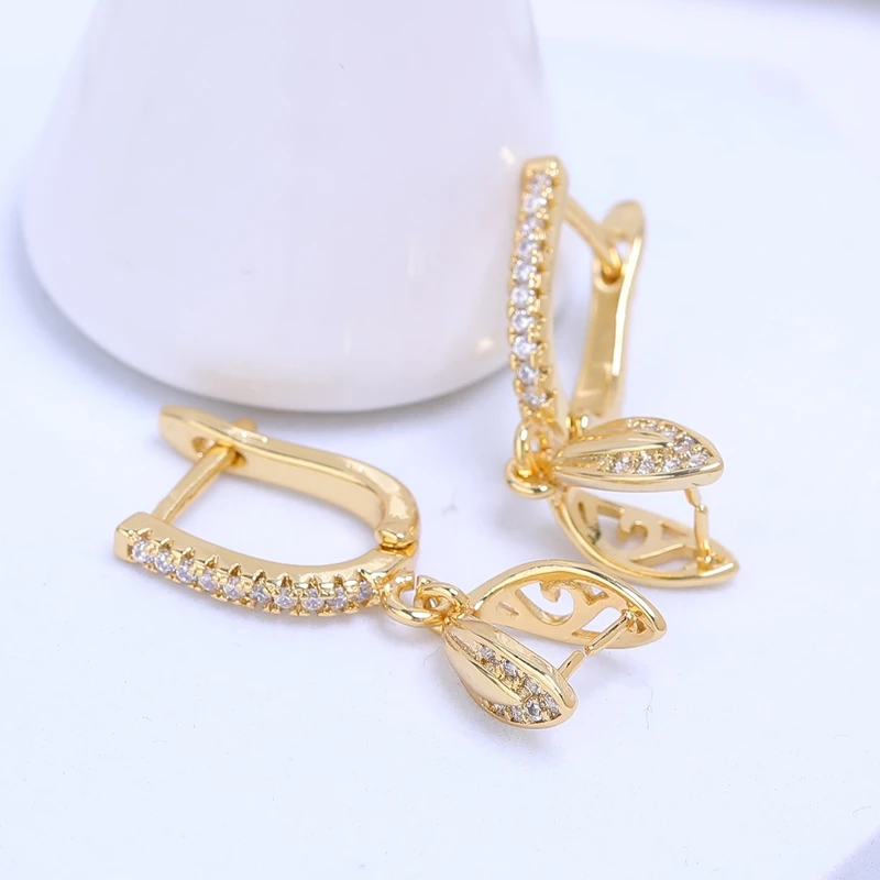 Juya 18K Gold Plated Basic Ear Wire Fixture Hooks Bale Earrings Locks Accessories For DIY Crystal Pearls Jewelry Making