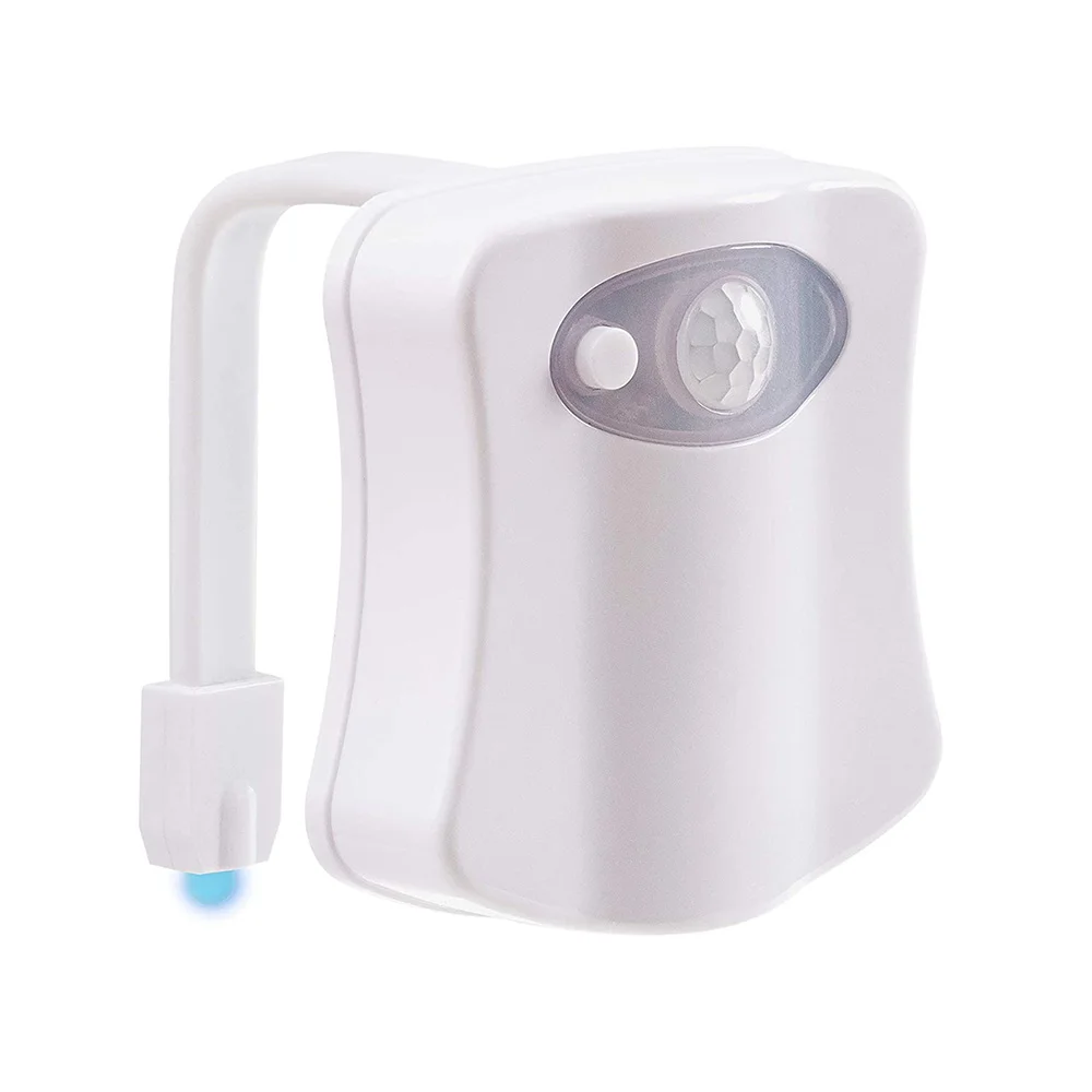 תאורת לילה לשירותים באמצעות חיישן תנועה מופעלת באמצעות תאורת LED שמשנה 8 צבעים מנורת לילה לקערת השירותים למתנות לחדר האמבטיה