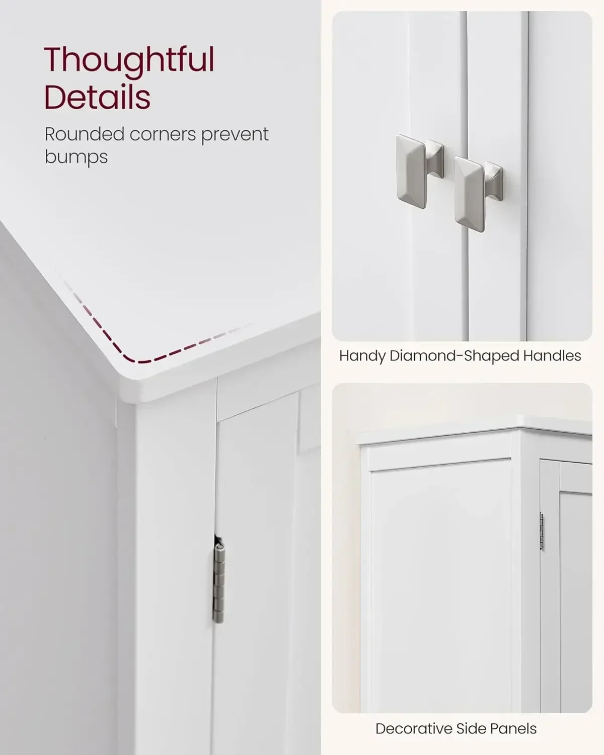 New2025-Bathroom Floor Storage Cabinet, Bathroom Storage Unit, Freestanding Cabinet with 4 Doors, Adjustable Shelves