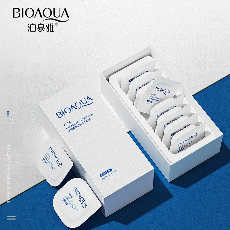 Bioaqua 8Pcs/Set Pudding Face Mask Avocado Hyaluronic Acid Moisturizing Deep Cleaning Face Masks Mud Cream Beauty Skin Care