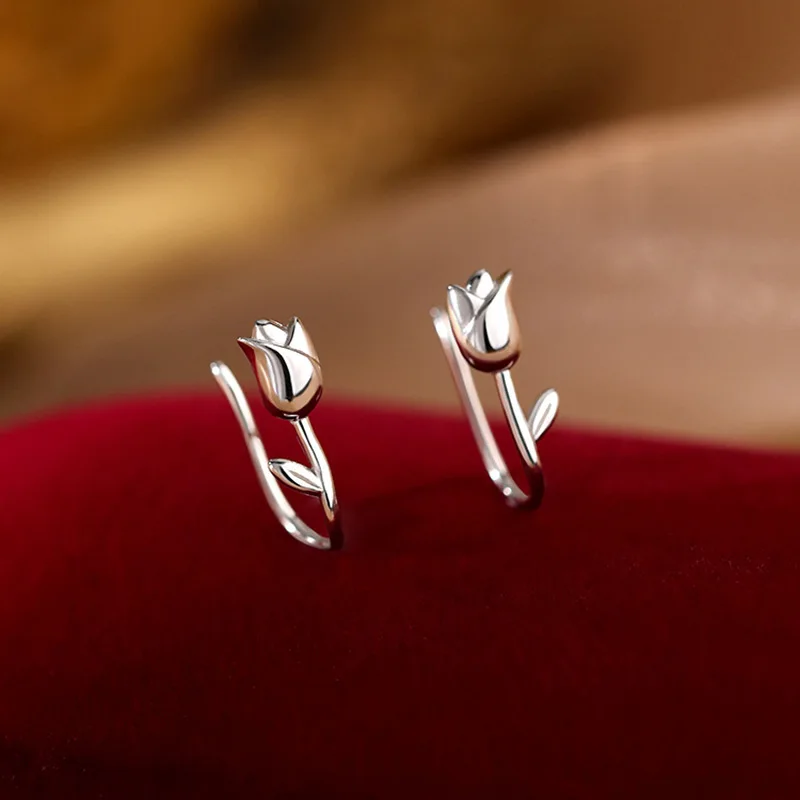 SUPERFINDINGS 3 Paia Orecchini A Tulipano – Floreali Con Perle E Petali – Orecchini A Cerchio Per Donna