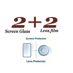 Premium Full Cover Screen and Lens Protector for Enhanced Smartphone Display (2 Glass 2 lens film)