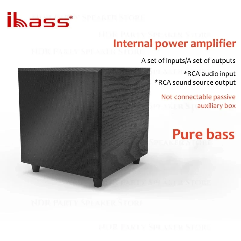 IBASS300W 레트로 뮤직 센터 액티브 에코 월 오디오, 고출력 서브우퍼 스피커, 내장 앰프 책장 포함, 12 인치