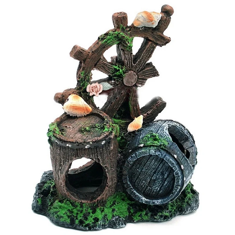 

HOT SALE Aquarium Fish Tank Decorations Resin Crafts Mini Retro Barrel Reproduction House For Shrimps & Fishes
