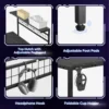 L-Shaped Reversible Gaming Desk with Power Outlet and 4 Tiers Shelves, Black Marble 6