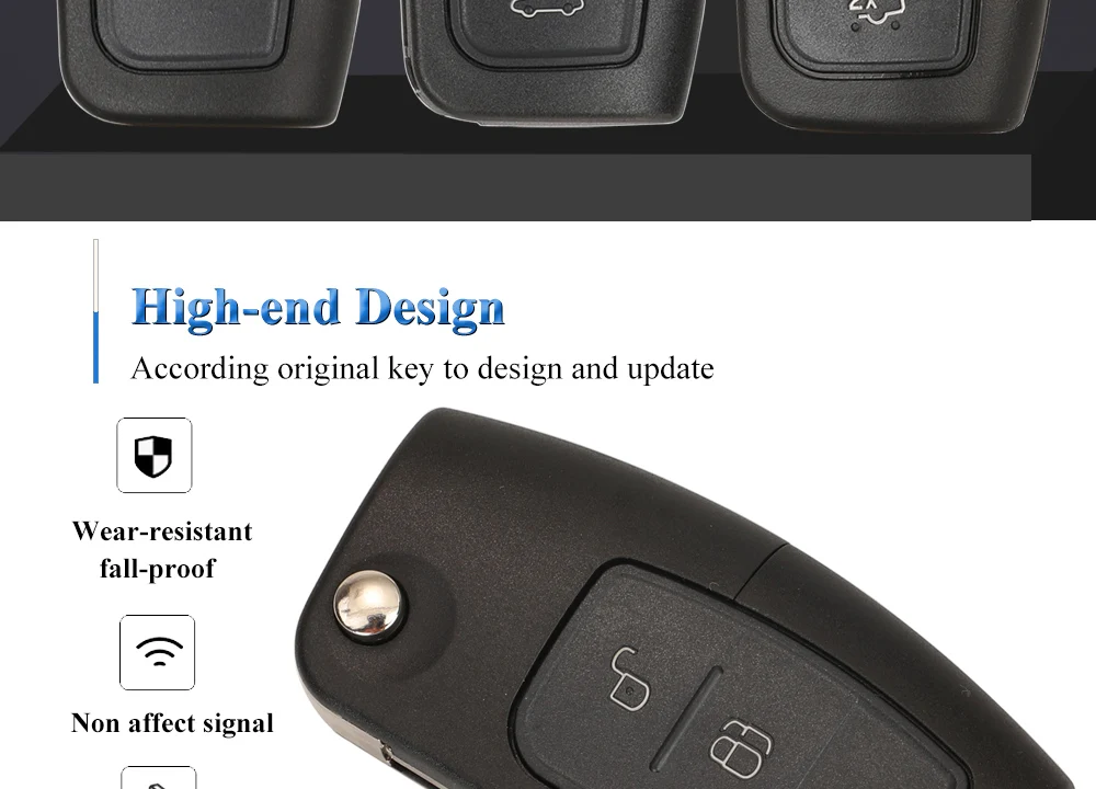 Jingyuqin 10 teile/los 3 Taste Flip Klapp Auto Schlüssel Shell Fernbedienung Fob Abdeckung für Ford Focus Fiesta C Max Ka – Detail 3