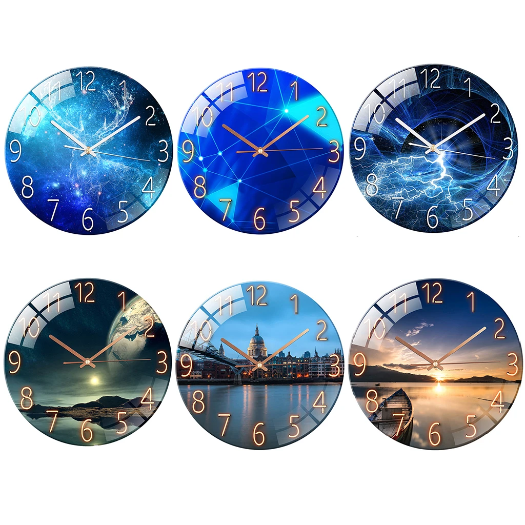 いただきあ Modern Wall Clock 'Blue Street Circle Clock' by Mendo Urban
