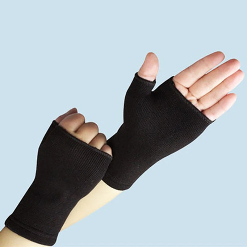 

Outdoor Sport Mountain Bike Riding Black White Knitted Stretch Elastic Warm Half Finger Fingerless Gloves