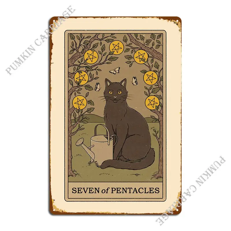 

Seven Of Pentacles Metal Sign Club Living Room Cave Club Tin Sign Poster