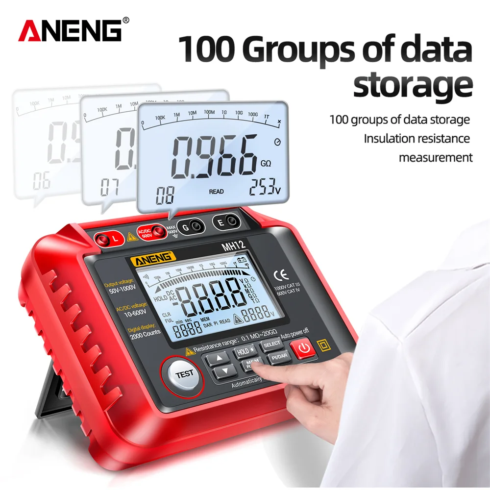 Resistance Tester ANENG MH12 Digital Megohmmeter Insulation Earth Resistance Meters High Voltage Voltmeter