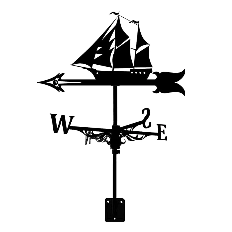 

Sailboat Weather Vane - Retro Sailboat Weathervane Silhouette, Decorative Wind Direction Indicator For Outdoor Yard Roof
