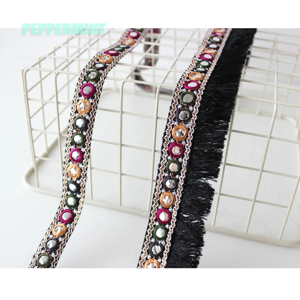 1yard Ethnic Mirror Embroidered Webbing 2/4.5cm Indian Trim DIY