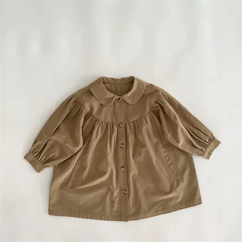 

Girls Windbreaker Children's Jacket 2021 Autumn Kids Long Coat Korean Children's Clothing Fashion Baby Trench Coat Without Hood