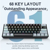 APAYADO K61 Mini Gaming Keyboard 60% Portable Wired 61-Key RGB Lighting Red/Blue Switch Selectable Black/White/Red Colors
