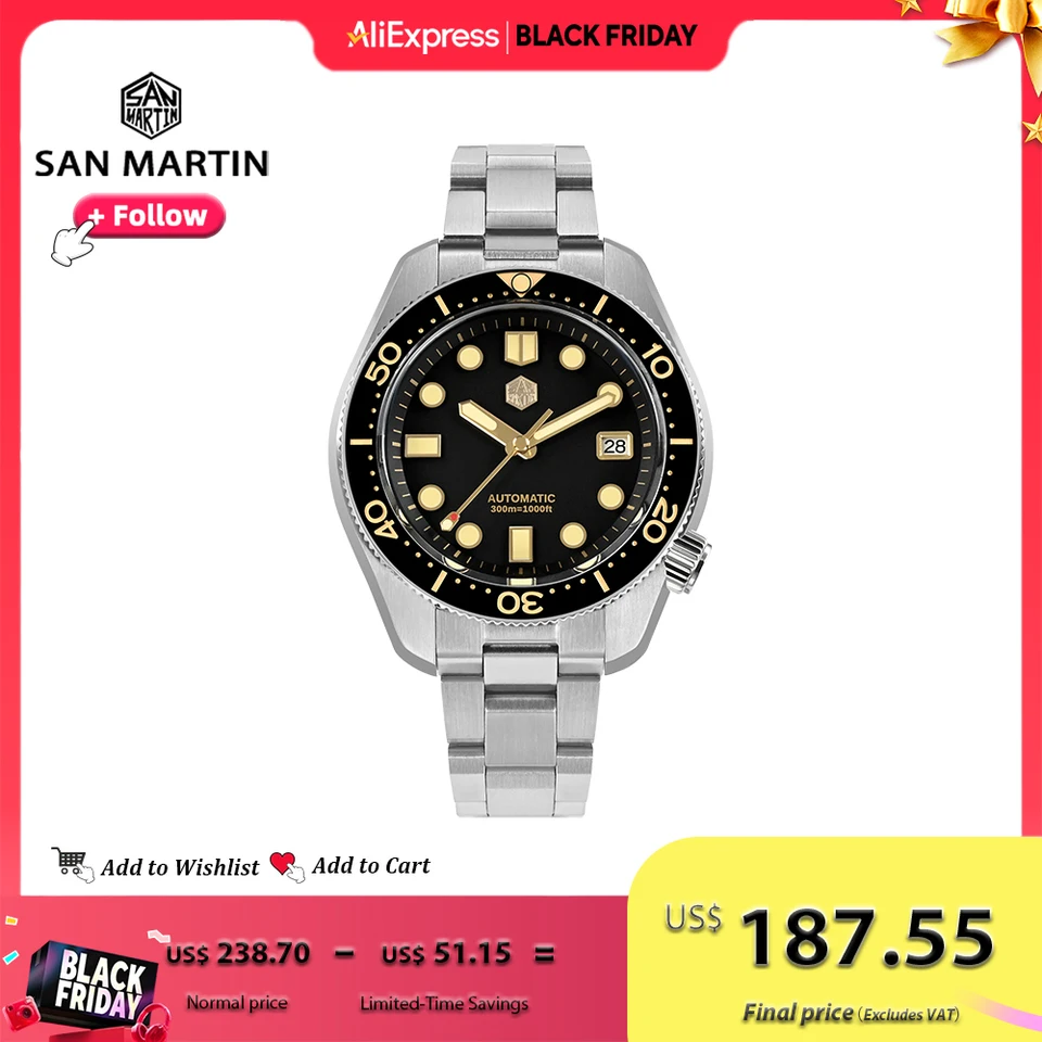 San Martin Design 44mm Men Diver Watch MM300 Sport Steel Vintage