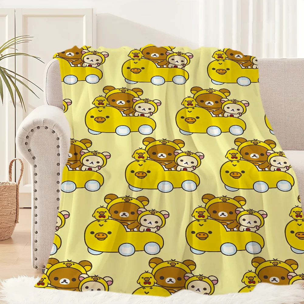 Cartoon Cute R-Rilakkuma-s Bear Blanket Plush Nap Sofa rug for Living Room Warm Office Bedroom Birthday Home Travel Kid Gifts 6